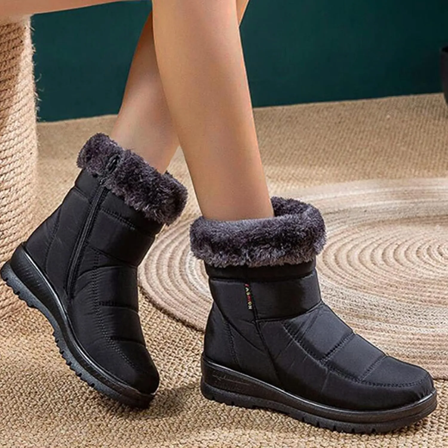 Women's Snow Boots Waterproof Lightweight Snow Boots Waterproof Women Winter Brown Fur Boots for Women Waterproof Women Work Boots Waterproof Slip Resistant Winter Boot for Women Working