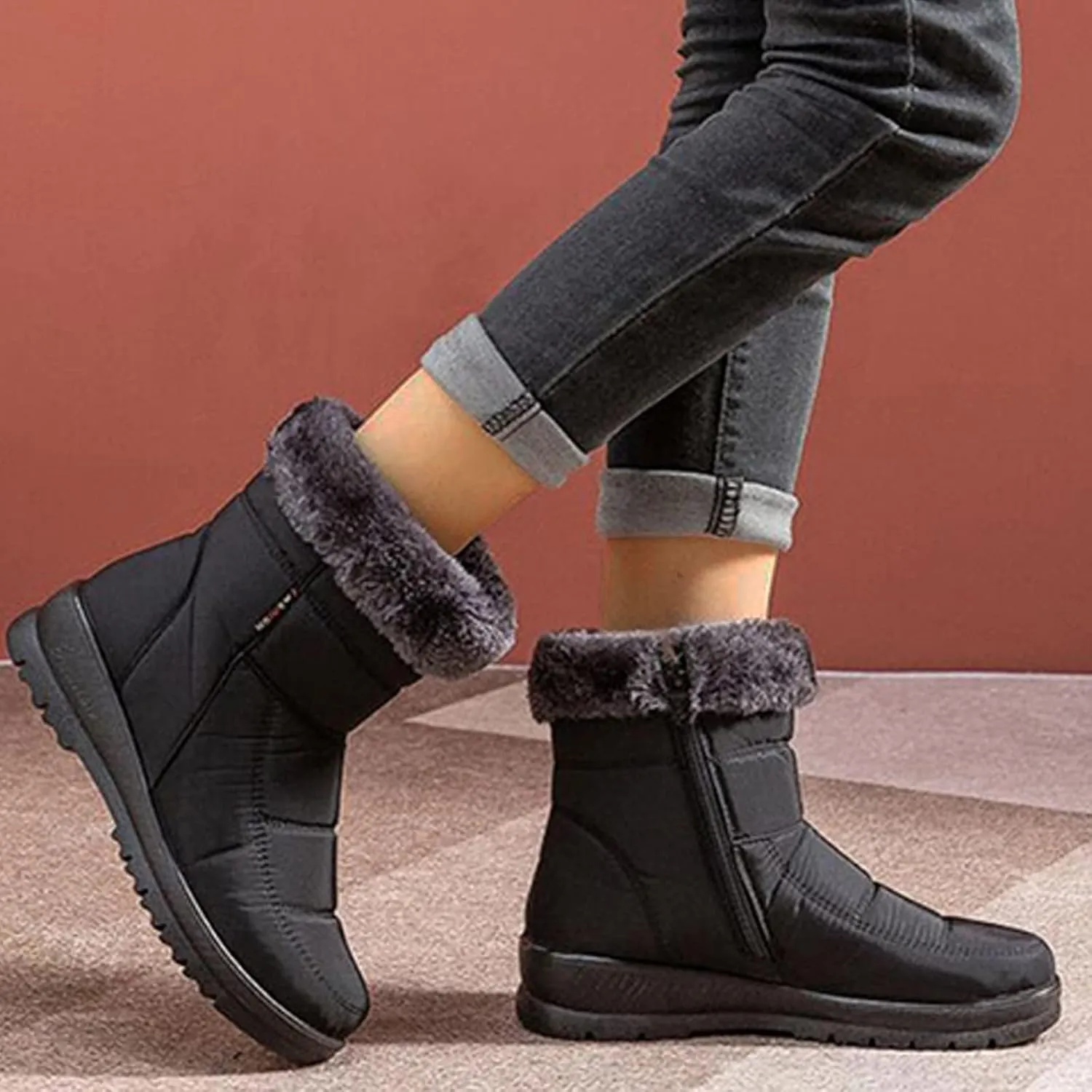 Women's Snow Boots Waterproof Lightweight Snow Boots Waterproof Women Winter Brown Fur Boots for Women Waterproof Women Work Boots Waterproof Slip Resistant Winter Boot for Women Working