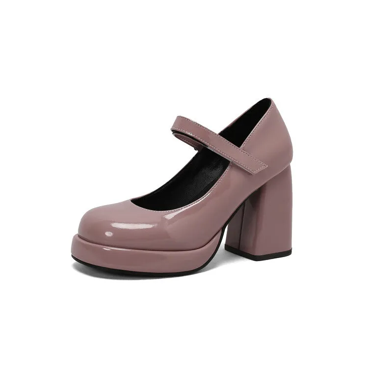 Women's Square Toe Mary Jane High Heel Platform Pumps