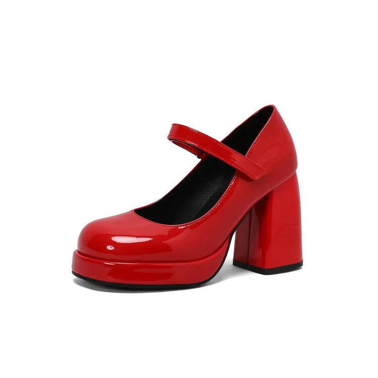Women's Square Toe Mary Jane High Heel Platform Pumps