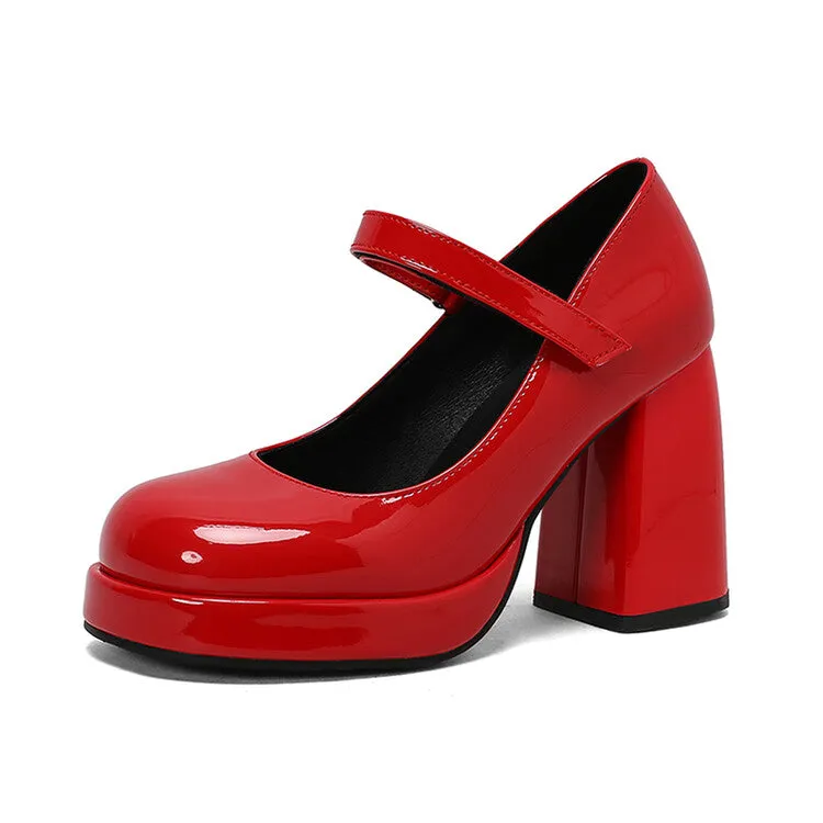 Women's Square Toe Mary Jane High Heel Platform Pumps