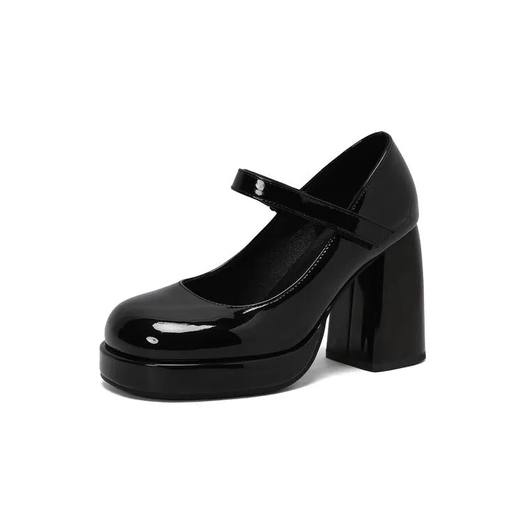 Women's Square Toe Mary Jane High Heel Platform Pumps