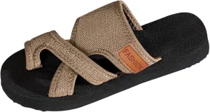 Womens Summer Sandals Slip On Platform Sandal Non-Slip Beach Slippers Comfortable Breathable Vacation Flip Flops Extra Wide Mesh Slides Sandals Solid Color Casual Walking Shoes