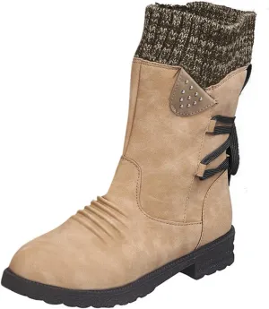 Womens Waterproof Winter Boots with Fur Woman Snow Boots Waterproof Insulated Womens Winter Boots Waterproof Size 7.5 Womens Ankle Boots Low Heel Waterproof Snow Boots Wide Calf Women
