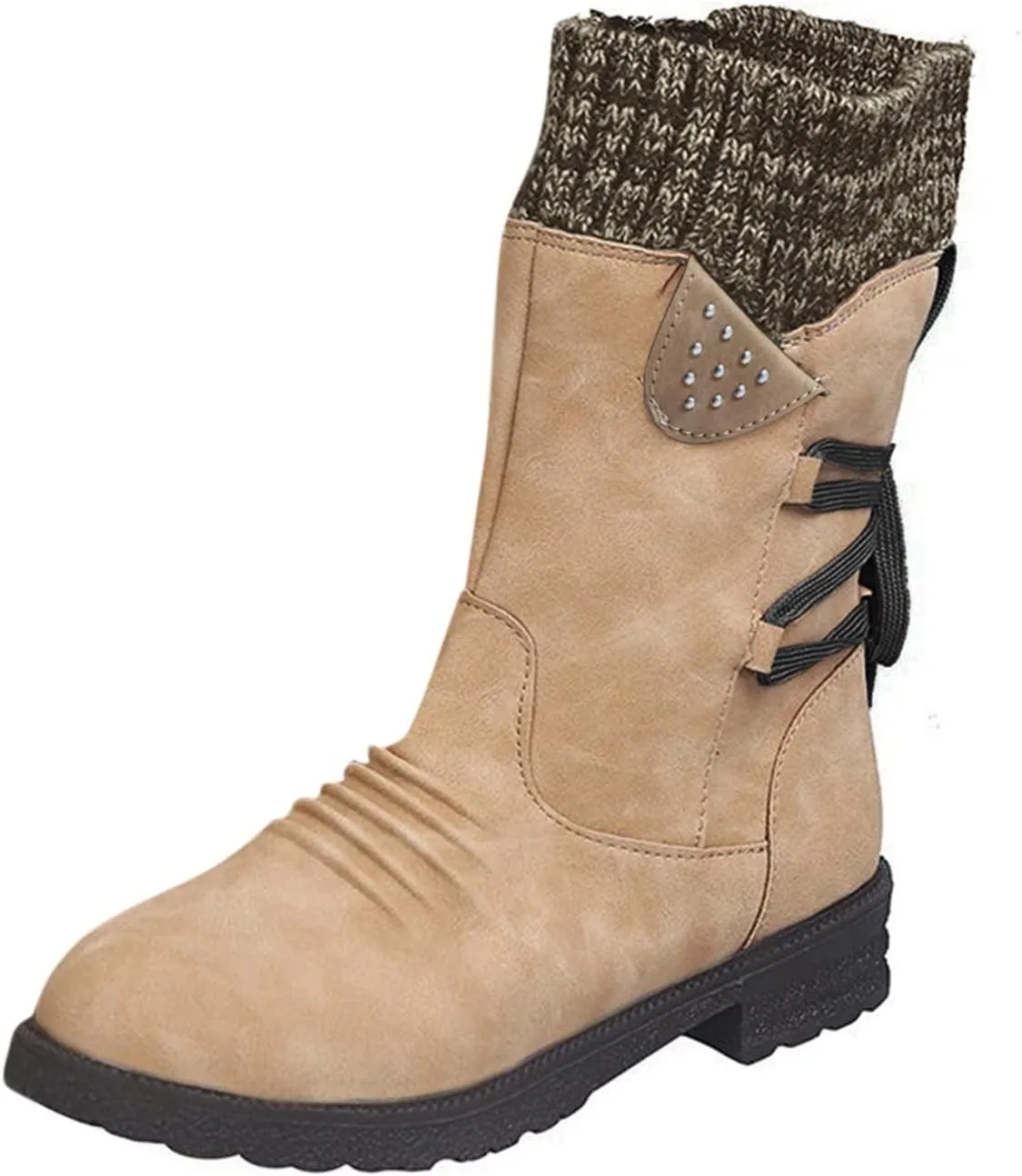 Womens Waterproof Winter Boots with Fur Woman Snow Boots Waterproof Insulated Womens Winter Boots Waterproof Size 7.5 Womens Ankle Boots Low Heel Waterproof Snow Boots Wide Calf Women