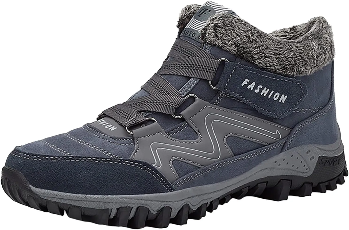 Women's Winter Leather Warm Thick Plush Buckle Hiking Sneakers Waterproof Wedge Suede Boots Non-Slip Snow Boots Shoes