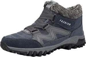 Women's Winter Leather Warm Thick Plush Buckle Hiking Sneakers Waterproof Wedge Suede Boots Non-Slip Snow Boots Shoes