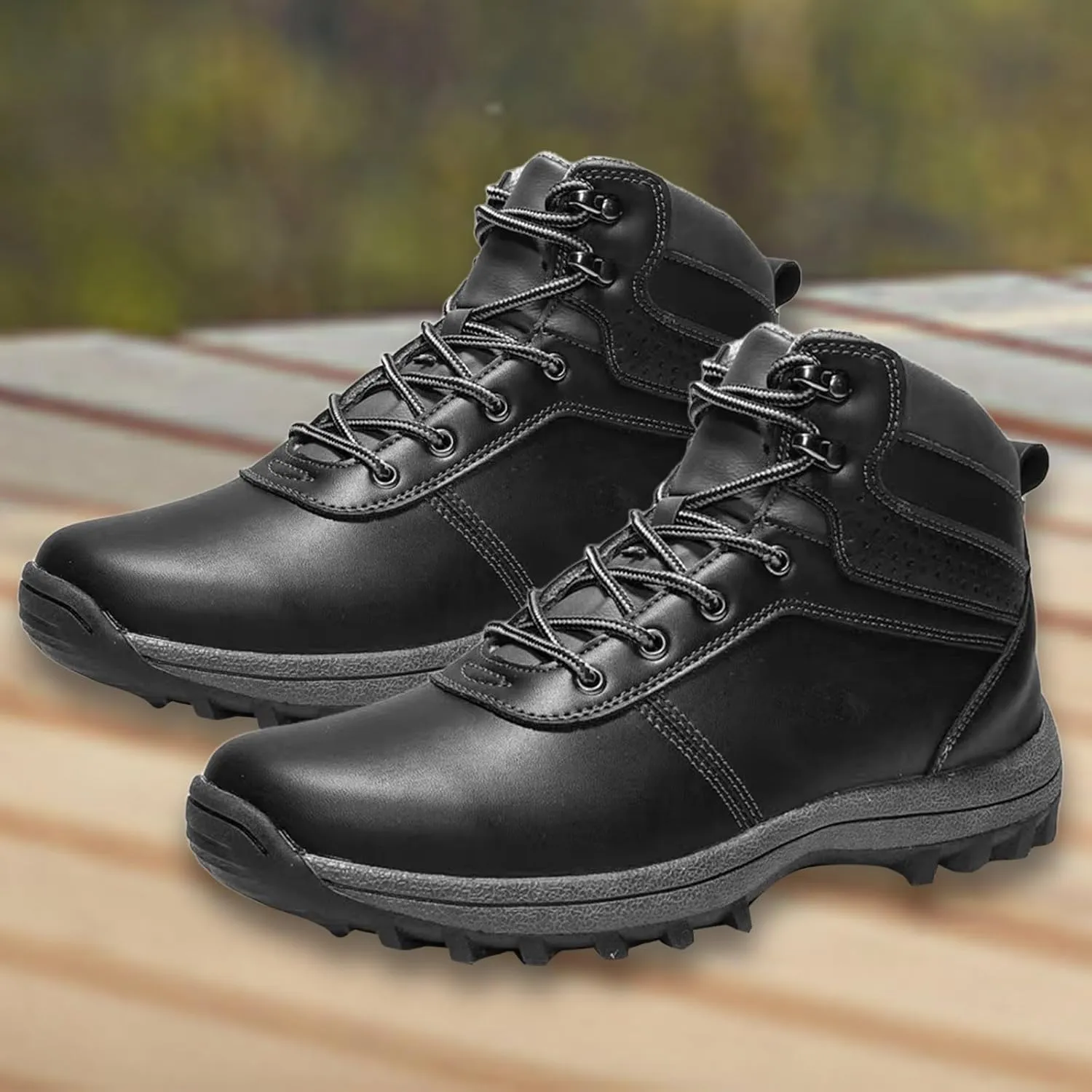 Work Boots for Men Slip On Hiking Sneakers Fur Lined Ankle Boot Womens Safety Shoes Slip On Waterproof Outdoor Shoes Lightweight Anti Slip Hike Grounded Footwear