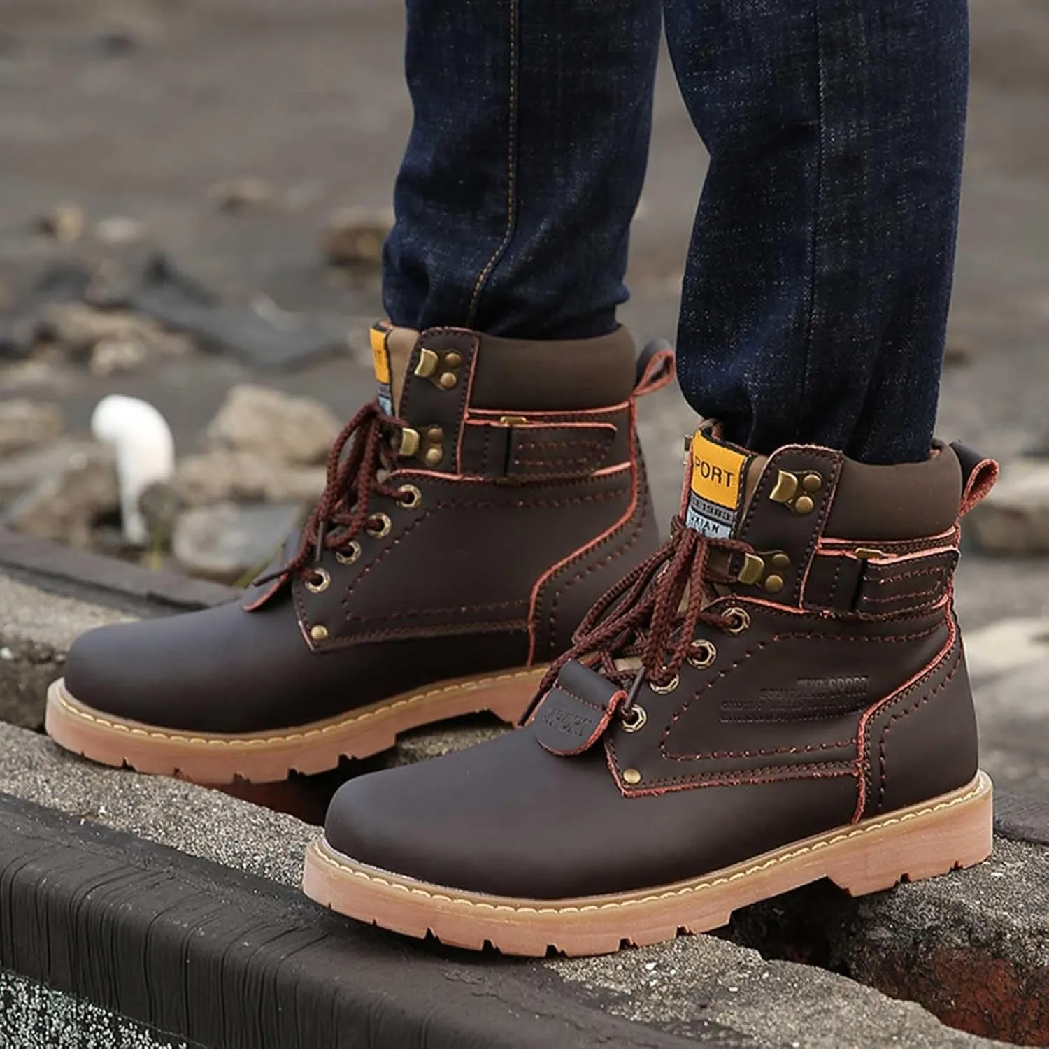 Work Boots for Men Waterproof Hiking Sneakers Ankle Booties Womens Safety Toe Shoes Slip On Platform Sneakers Indestructible Hike Grounded Footwear