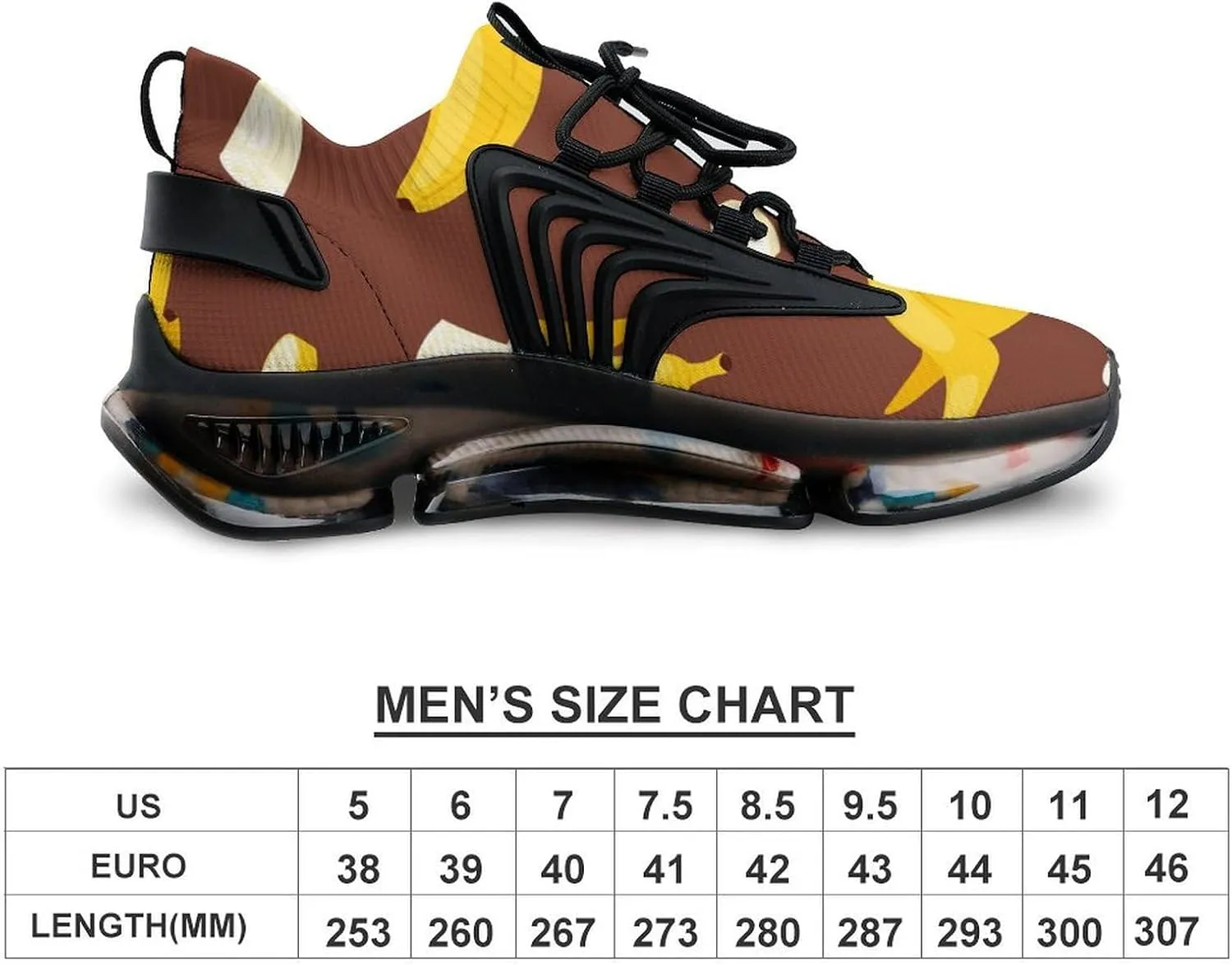 Yellow Banana Walking Shoes for Men Lightweight Tennis Fashion Elastic Sports Shoes Cushion Basketball Shoes