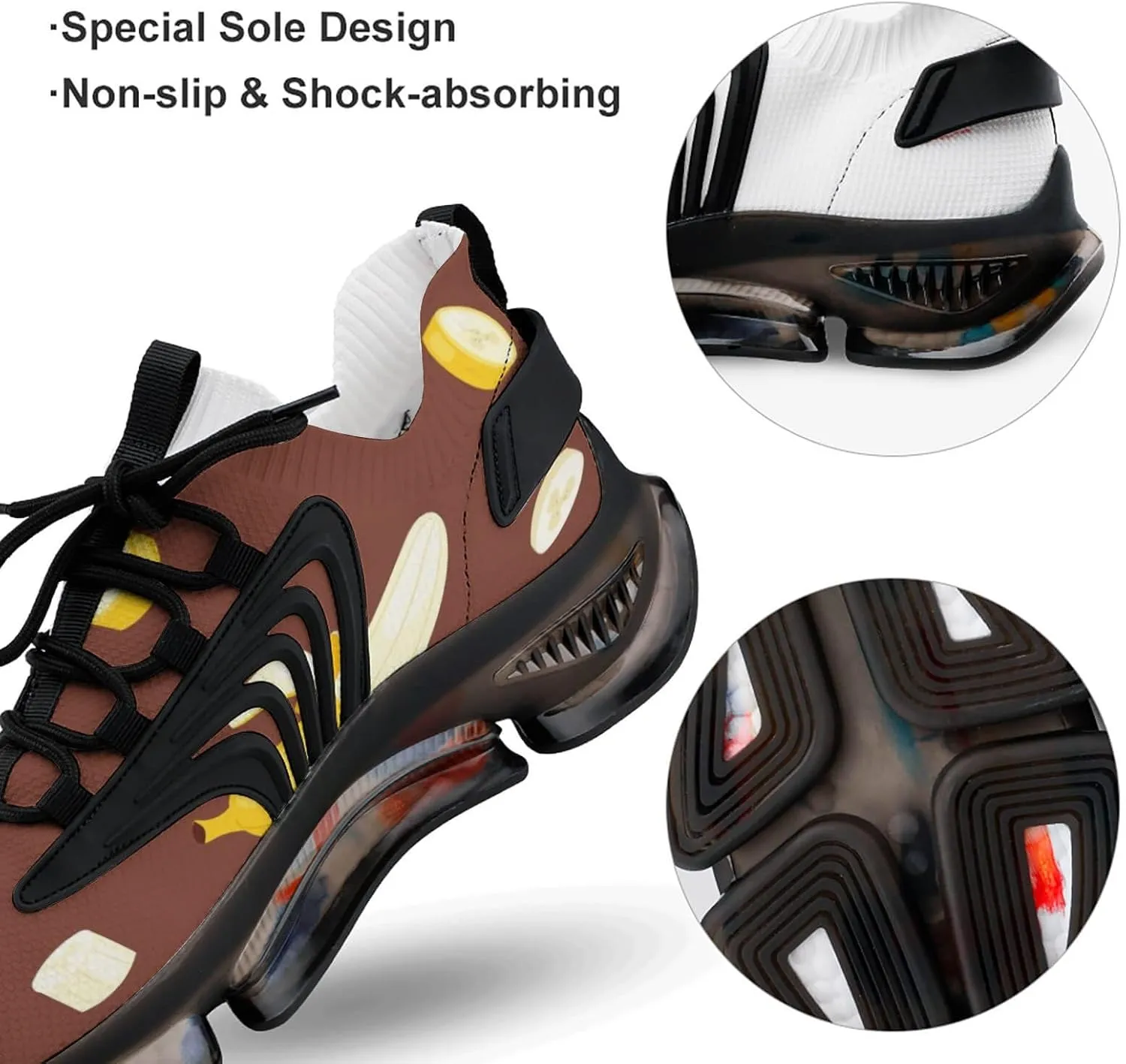 Yellow Banana Walking Shoes for Men Lightweight Tennis Fashion Elastic Sports Shoes Cushion Basketball Shoes