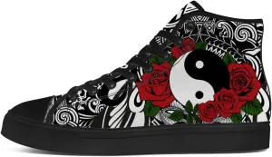 Yin and Yang Shoes High Top Canvas Sneakers Lace Up Casual Walking Shoes Gifts for Men Women