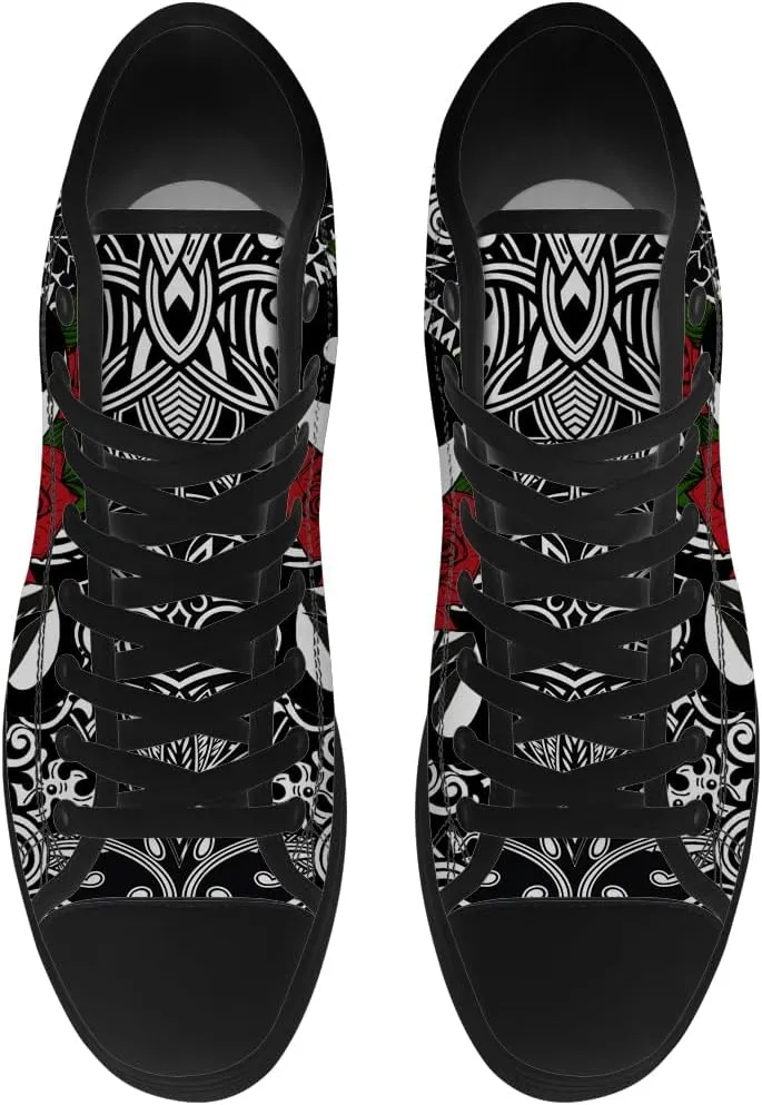 Yin and Yang Shoes High Top Canvas Sneakers Lace Up Casual Walking Shoes Gifts for Men Women